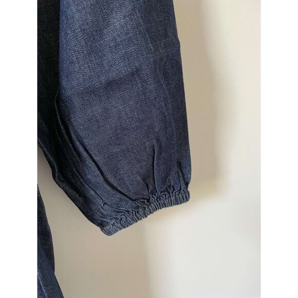 J. Crew Smocked Puff-Sleeve Dress Denim Chambray Blue Size XXS NEW - Picture 5 of 8